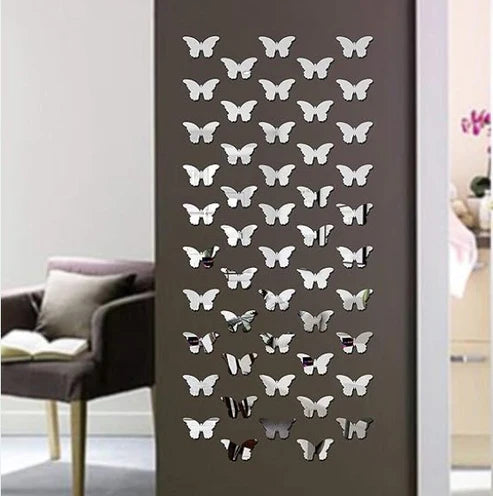 40 Butterfly Decorative 3D Acrylic Mirror for Wall