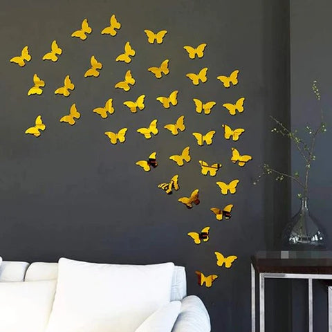 40 Butterfly Decorative 3D Acrylic Mirror for Wall